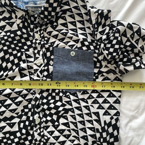 RARE Modern Amusement Funky Print Short Sleeve Button Down Mens Shirt Size S - Picture 10 of 11